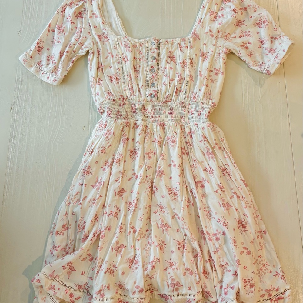 Free People Floral Cream and Pink Dress